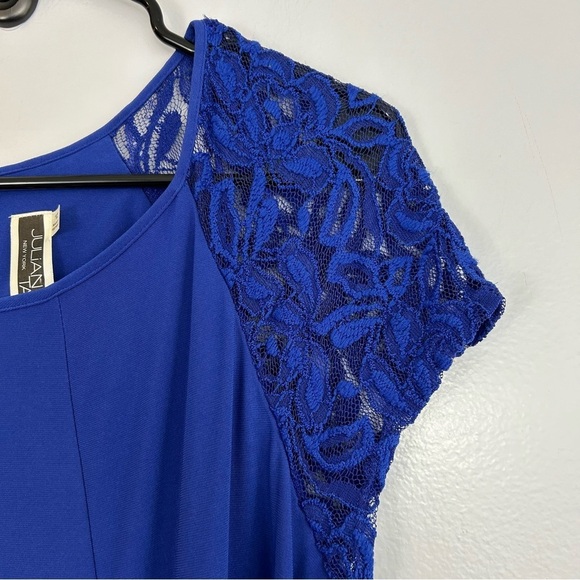 NWT Julian Taylor Royal Blue Lace Shoulder Shift Dress Size 12 - Picture 4 of 9